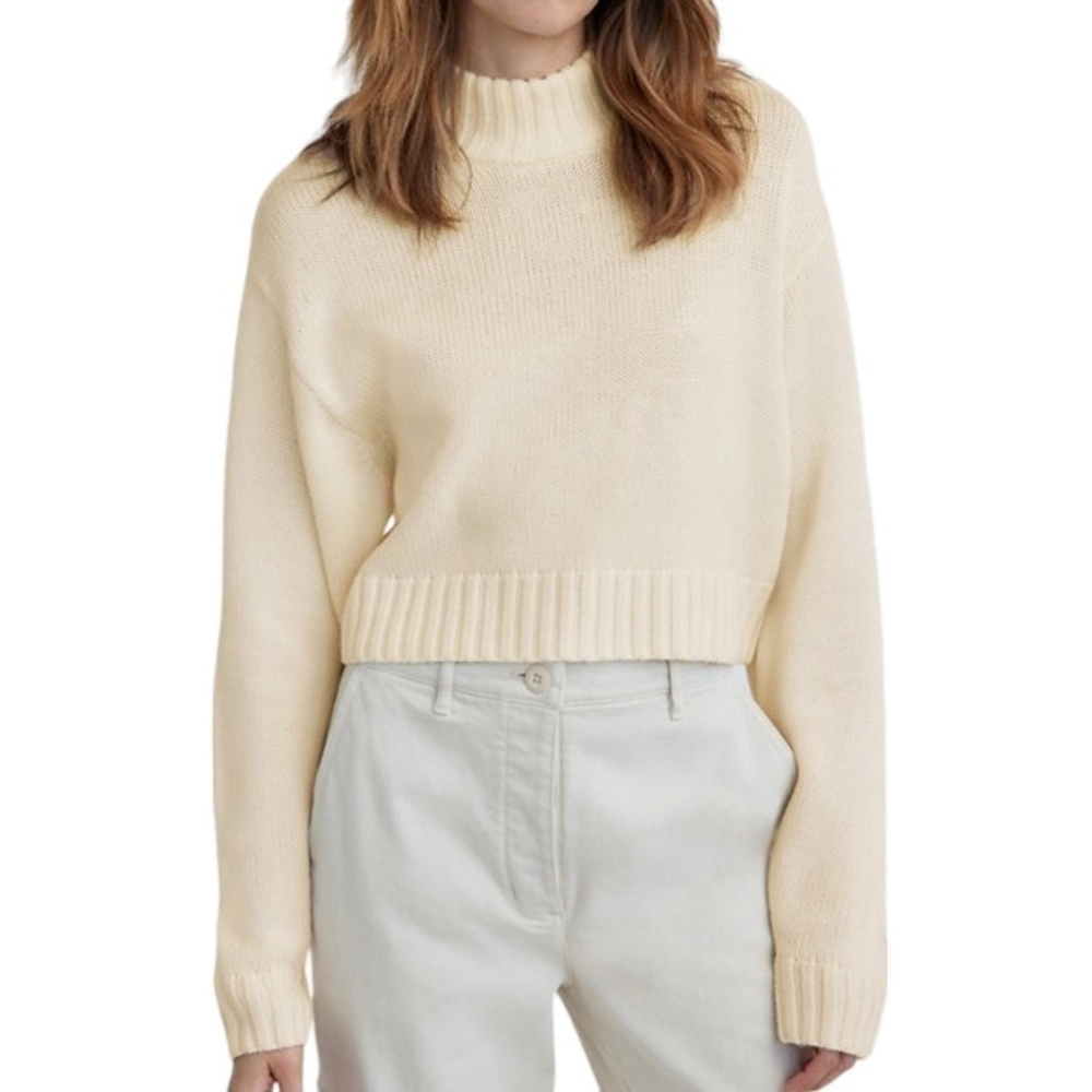 ARITZIA Wilfred Heinz Cream Cropped Sweater Merino Wool SZ small